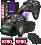 Fosmon Fast Charging for Xbox Controller Charger Station for Xbox Series X | S, Xbox One, Elite w/ 2X 5280mWh Rechargeable Battery Packs, 4 Covers & Dock Stand