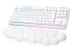 Logitech G715 Wireless Mechanical Gaming Keyboard with LIGHTSYNC RGB, Lightspeed, Linear Switches (GX Red), and Keyboard Palm Rest, PC/Mac Compatible - White Mist
