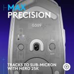 Logitech G309 Lightspeed Wireless Gaming Mouse, Lightweight, LIGHTFORCE Switches, Hero 25K Sensor, 300+ hr Battery, 6 Programmable Buttons, PC & Mac - White