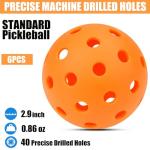 Magicorange Pickleball Balls, 40 Holes Outdoor Pickleballs, High Elasticity & Durable Pickle Balls for All Style Pickleball Paddles (Multicolour, 6 Pack)