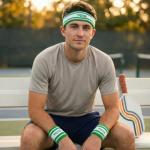 Super Fly Goods Sweatbands Pickleball Golf Tennis 1 Headband 2 Sweat Bands in Set Great Gift or for Your Sports or Team (Pickleball Head & Wristband Set)