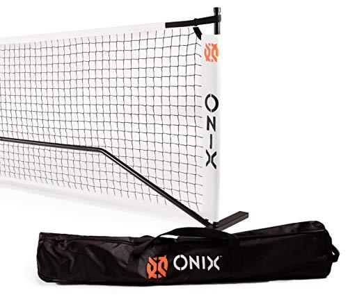 Onix Pickleball 2-in-1 Regulation-Size Portable Net and Practice Net Set Includes Carrying Case with Wheels,White