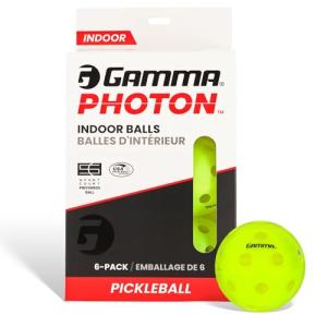 Gamma Photon Indoor Pickleballs Pack of 6, USAPA Approved, High-Visibility, Durable and Ultra-Balanced