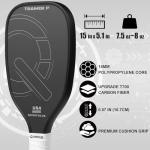 Pickleball Training Paddle -USAPA Approved Pickleball Trainer Practice Paddle,Carbon Fiber Particle Paint Frosted Surface, Extra Long Handle,16mm Core Sports Sweet Spot Training Racket