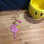 Popfizzy Rhinestone Pink Pickleball Keychain for Women, Bling Pickleball Backpack Keychain for Girls, Pickleball Gifts