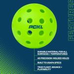 PCKL Optic Speed Pickleball Balls | Choose Indoor or Outdoor Pickleballs | USAPA Tournament Aproved | 4 Pack Crack-Resistant (Outdoor Neon Green)