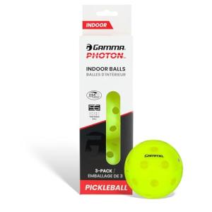 Gamma Sports Photon Indoor Pickleball Balls, USAPA Approved, Pickleball Accessories, Pack of 03