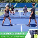 GoSports Pickleball Set with 4 Paddles, 4 Regulation Pickleballs and Carry Case - Classic, Retro, Steel Blue or Yellow