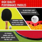 JP WinLook Ping Pong Paddles Sets of 4 - Portable Table Tennis Paddle Set with Ping Pong Paddles Professional Case & Ping Pong Balls. Premium Table Tennis Racket Player Set for Indoor & Outdoor Games
