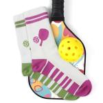 KOFULL 2 Pairs Pickleball Socks for Women and Men - Pickleball Gifts and Accessories For Women - Pickleball Outfit, Athletic Crew Socks for Pickleball Golf Tennis Running Hiking