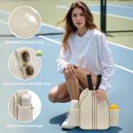 Sucipi Pickleball Bags for Women Lightweight Crossbody and Stylish Quilted Pickleball Paddle Sling Bag Backpack, Pearl Beige
