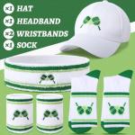 Panitay 4 Pack Funny Dink Ball Lover Gifts Dink Ball Hats Sports Wrist Head Sweatbands and Novelty Socks for Men Women(Green)