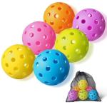 FASIUCHOI 6 Pack Pickle Ball with 40 Holes, Pickleballs High Durability, Outdoor Pickleball Balls with Mesh Bag, Colorful Pickle Balls with Superb Visibility, Consistent Bounce and Stable Flight