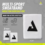 JOOLA Trinity Wristband 2 Pack – White Wrist Bands with Moisture Wicking Performance Material – 4 inch Elastic Sweatband for Wrists – Table Tennis & Pickleball Accessory