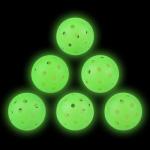 Amoswiz Pickleball Balls, 6 Pack Outdoor Glow in The Dark Pickleballs with Mesh Bag, Luminous Gifts, Light Up Green, High Visibility & Durable for Training