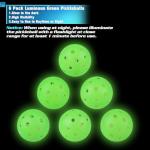 Amoswiz Pickleball Balls, 6 Pack Outdoor Glow in The Dark Pickleballs with Mesh Bag, Luminous Gifts, Light Up Green, High Visibility & Durable for Training