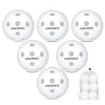 Amoswiz Indoor Pickleball Balls, 6 Pack of 26 Holes Pickleballs, USAPA Approved Indoor Pickleballs Set, High Visibility Durable Pickle Balls for Training and Tournament, White