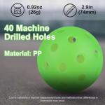 Amoswiz Pickleball Balls, 6 Pack Outdoor Glow in The Dark Pickleballs with Mesh Bag, Luminous Gifts, Light Up Green, High Visibility & Durable for Training