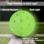 Amoswiz Pickleball Balls, 6 Pack Outdoor Glow in The Dark Pickleballs with Mesh Bag, Luminous Gifts, Light Up Green, High Visibility & Durable for Training