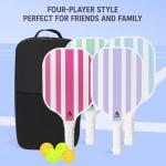 AOBORTY Pickleball Paddles 4 Pack - Light Graphite Premium Rackets Fiber Face Pickleball Set with 6 Outdoor Indoor Balls Including Portable Carry Bag