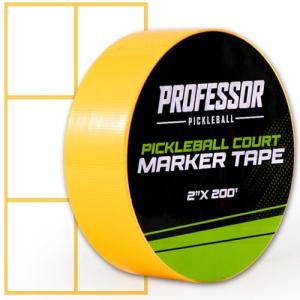 Professor Pickleball Court Tape - Makes Full Size Court - Outdoor Pickleball Marking Kit - 2" x 200 FT, Yellow Tape for Temporary Court Lines, No Residue, Quick and Easy Application