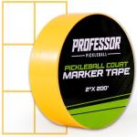 Professor Pickleball Court Tape - Makes Full Size Court - Outdoor Pickleball Marking Kit - 2" x 200 FT, Yellow Tape for Temporary Court Lines, No Residue, Quick and Easy Application