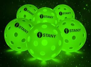 STANY Night Play Pickleball Balls (Updated 2026 Model)– Glow-in-The-Dark, USAPA Size, 40-Hole, Lighted Pickleball, Indoor/Outdoor, Beginner/Competitive, Gift, Green, 6 Pack, 1 Key, 3 Extra Batteries