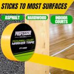 Professor Pickleball Court Tape - Makes Full Size Court - Outdoor Pickleball Marking Kit - 2" x 200 FT, Yellow Tape for Temporary Court Lines, No Residue, Quick and Easy Application