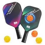 Pickleball Paddles Set of 2, USAPA Approved Fiberglass Pickle Ball Paddles with 4 Pickle Balls, Durable &Lightweight Racket for Beginners, Pros, Men, Women, Adults, Kids (Mix2)