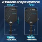 TENVINA Pickleball Paddles, Multi-Layer T700SC Textured Carbon Fiber Pickleball Paddle, 4-Types of Shapes and Thicknesses, Strong Spin & Power Surface of USAPA Approved Pickle Ball Paddle