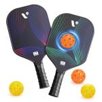 Pickleball Paddles Set of 2, USAPA Approved Fiberglass Pickle Ball Paddles with 4 Pickle Balls, Durable &Lightweight Racket for Beginners, Pros, Men, Women, Adults, Kids (Mix1)