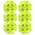 Akiefb Pro-Grade 40-Hole Outdoor/Indoor Pickleball Balls(6Pack) High Bounce, Durable Construction with Wind-Resistant Design, Built for Practice & Rec for Competitive Play(Green)