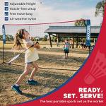 BOULDER Portable Badminton Pickleball Net - Foldable / Extendable Poles for Multiple Sports Heights (UP to 5 ft) - Ideal for Tennis, Pickleball, Soccer Tennis - Easy Setup (Blue, 17 FT)