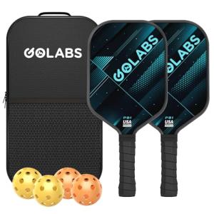 Golabs PB1 Pickleball Paddles Set of 2, Durable Fiberglass Surface& 16mm STR-Core Power Polymer Core, USAPA Approved, 8oz Lightweight & Comfort Anti-Slip Elongated Grip for Increased Power and Spin
