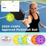 Amoswiz Indoor Pickleball Balls, 6 Pack of 26 Holes Pickleballs, USAPA Approved Indoor Pickleballs Set, High Visibility Durable Pickle Balls for Training and Tournament, Purple