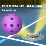 Amoswiz Indoor Pickleball Balls, 6 Pack of 26 Holes Pickleballs, USAPA Approved Indoor Pickleballs Set, High Visibility Durable Pickle Balls for Training and Tournament, Purple