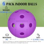 Amoswiz Indoor Pickleball Balls, 6 Pack of 26 Holes Pickleballs, USAPA Approved Indoor Pickleballs Set, High Visibility Durable Pickle Balls for Training and Tournament, Purple