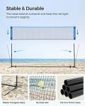 SONGMICS 13 ft Badminton Net, Height Adjustable Volleyball Net, Pickleball Net with Poles, Foldable Nylon Net for Tennis Indoor Outdoor Court, Blue Black USYQ400