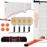 Zdgao Portable Pickleball Net Set with Paddles Set of 4, 22FT Official Size Pickleball Net, 4 Outdoor Pickleballs and Carry Bag, Weather Resistance Strong Steel Frame