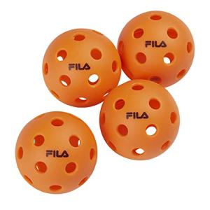 FILA Accessories Indoor Pickleball Balls - Official Indoor Pickleballs, Regulation Size with 26 Holes (Orange), Pack of 4