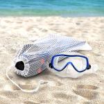 Champion Sports Mesh Sports Equipment Bag- Black, 12" x 18"- Multipurpose, Nylon Drawstring Bag w/ Lock and ID Tag, for Sports Equipment, Balls, Swimming Gear - Breathable Stuff Sack