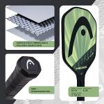 HEAD Extreme Elite Pickleball Paddle - Fiberglass Surface with Honeycomb Polymer Core & Comfort Grip