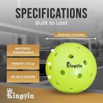 Kingpin Pickleball Balls [Pack of 3] Neon Green, 2.9-inch, Lightweight, Polyethylene Training & Practice Ball w/Consistent Bounce | Outdoor & Sports Gear