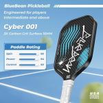 Pickleball Paddles,USAPA,Carbon Fiber Pickleball Paddle with 16MM Polymer Honeycomb Core Provides Lighter Weight&Higher Grit&Spin,Engineered for Professional Players,BlueBean (Blue)