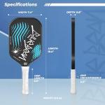 Pickleball Paddles,USAPA,Carbon Fiber Pickleball Paddle with 16MM Polymer Honeycomb Core Provides Lighter Weight&Higher Grit&Spin,Engineered for Professional Players,BlueBean (Blue)