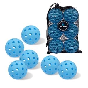 AILANFEI Pickleball Balls 6 Pack | 12 Pack- 40 Holes Outdoor Pickleball with Bag, Perfectly Balanced, High Bounce, Crack-Resistance，USAPA Standard - Multiple Colors (Blue, 6)