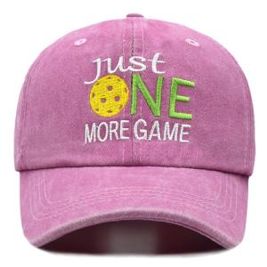 Pickleball Hat - Pickleball Gifts for Men Women - Washed Adjustable Embroidered Baseball Cap with Gift Box Pink
