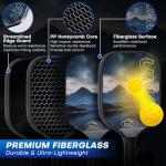 Pickleball Paddles Set of 2, USAPA Approved Fiberglass Surface Pickleball Paddle for Soft Feel & Control, Lightweight Power Rackets Set with 4 Indoor & Outdoor Balls, 2 Overgrips and a Carrying Case