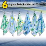 Retrora 6 Pcs Soft Pickleball Towel 15 x 17 Inch Absorbent Fast Drying Towels for Women Sweat Funny Pickleball Gifts for Men Women Hand Towel with Clip