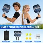 Pickleball Paddles Set of 2, USAPA Approved Fiberglass Surface Pickleball Paddle for Soft Feel & Control, Lightweight Power Rackets Set with 4 Indoor & Outdoor Balls, 2 Overgrips and a Carrying Case